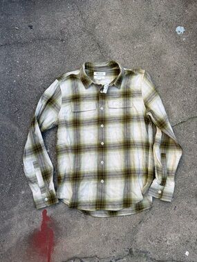 Madewell Plaid Flannel Shirt Green Brown Perfect Fit Medium NWT